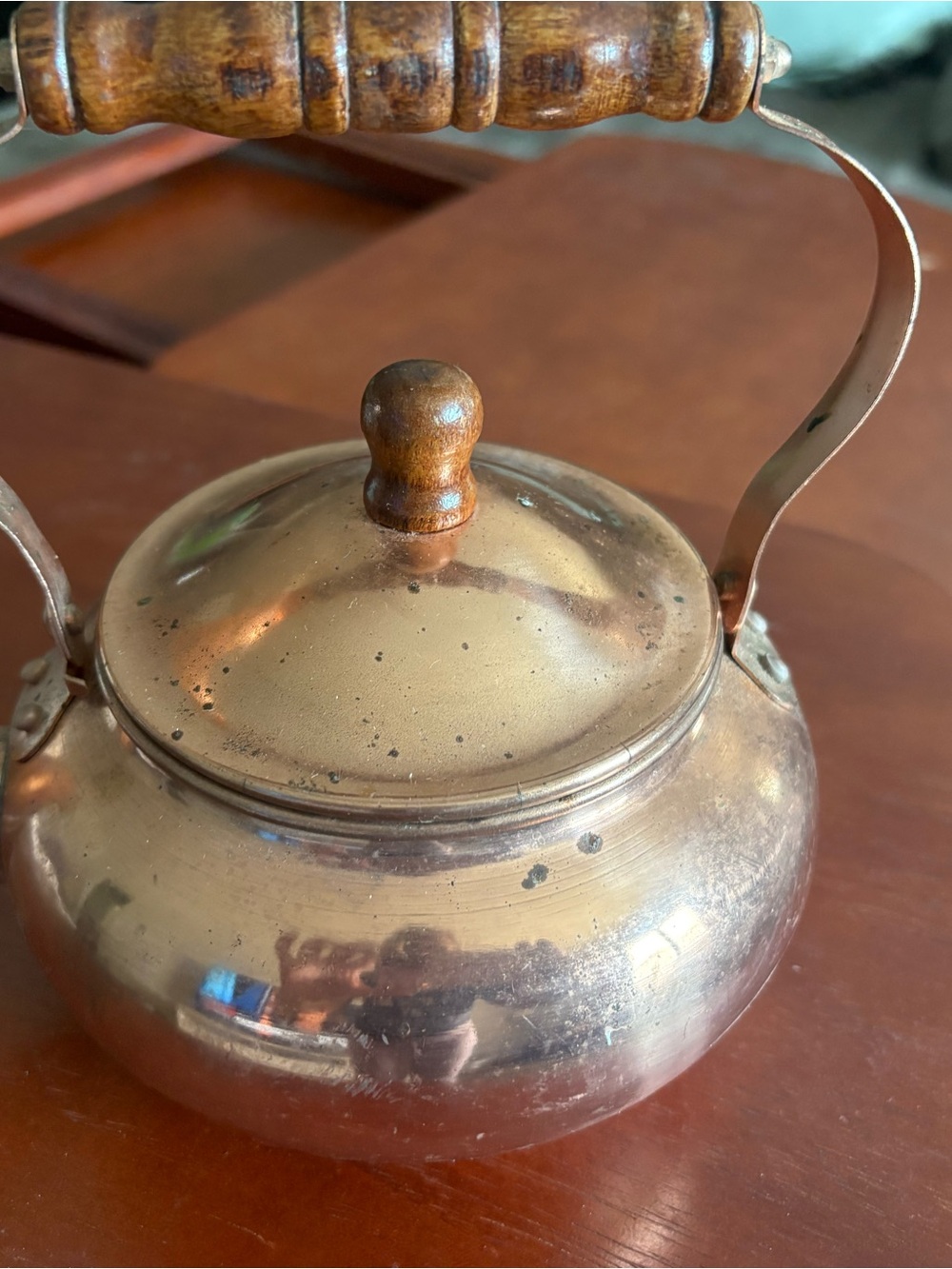 Copper Teapot with Wooden Handle and Knob